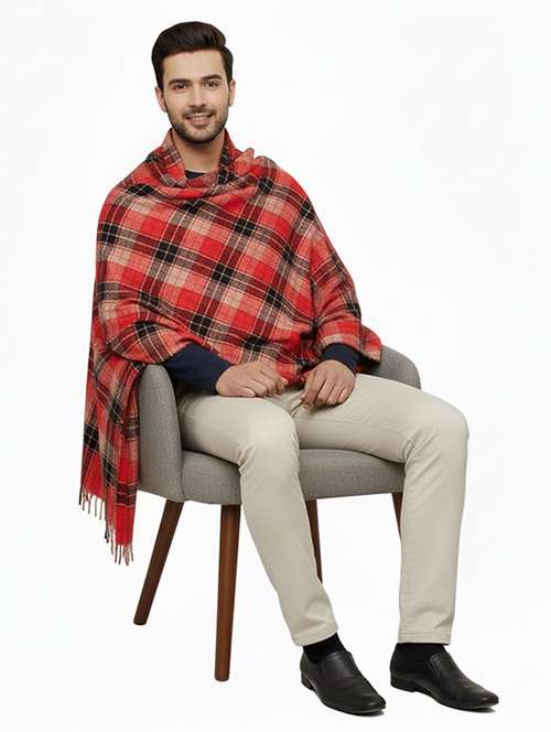 men checkered pashmina shawl - 22224473 -  Standard Image - 0