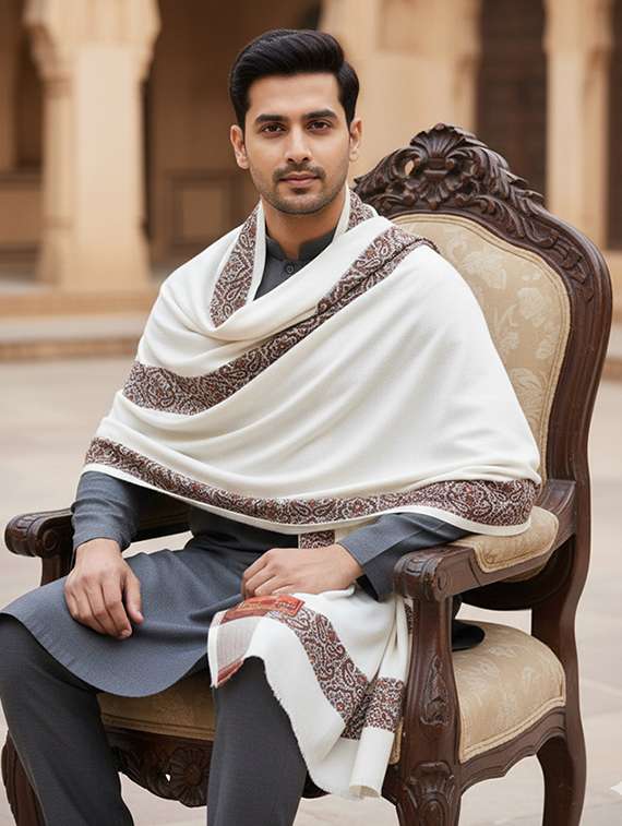 men solid pashmina shawl