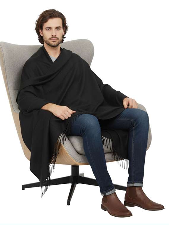 men solid pashmina shawl