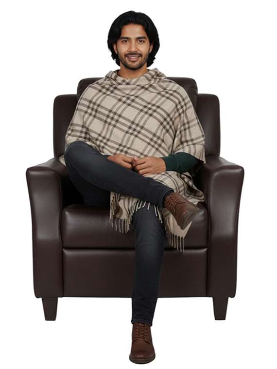 men checkered pashmina shawl
