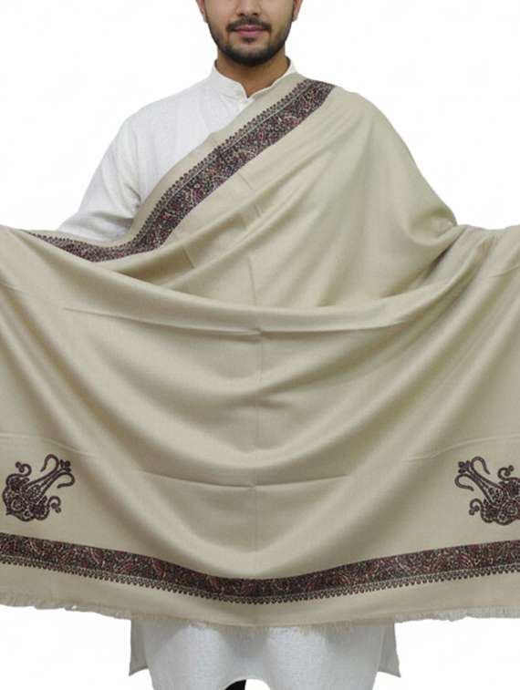 men solid with work pashmina shawl