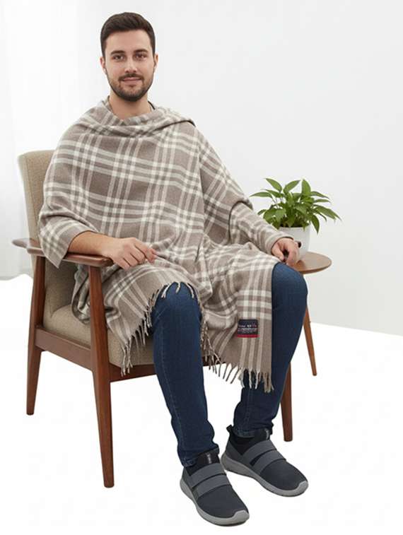 men checkered pashmina shawl