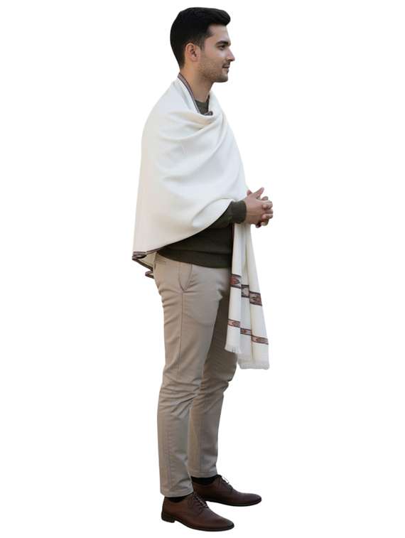 men solid pashmina shawl - 22224530 -  Standard Image - 3
