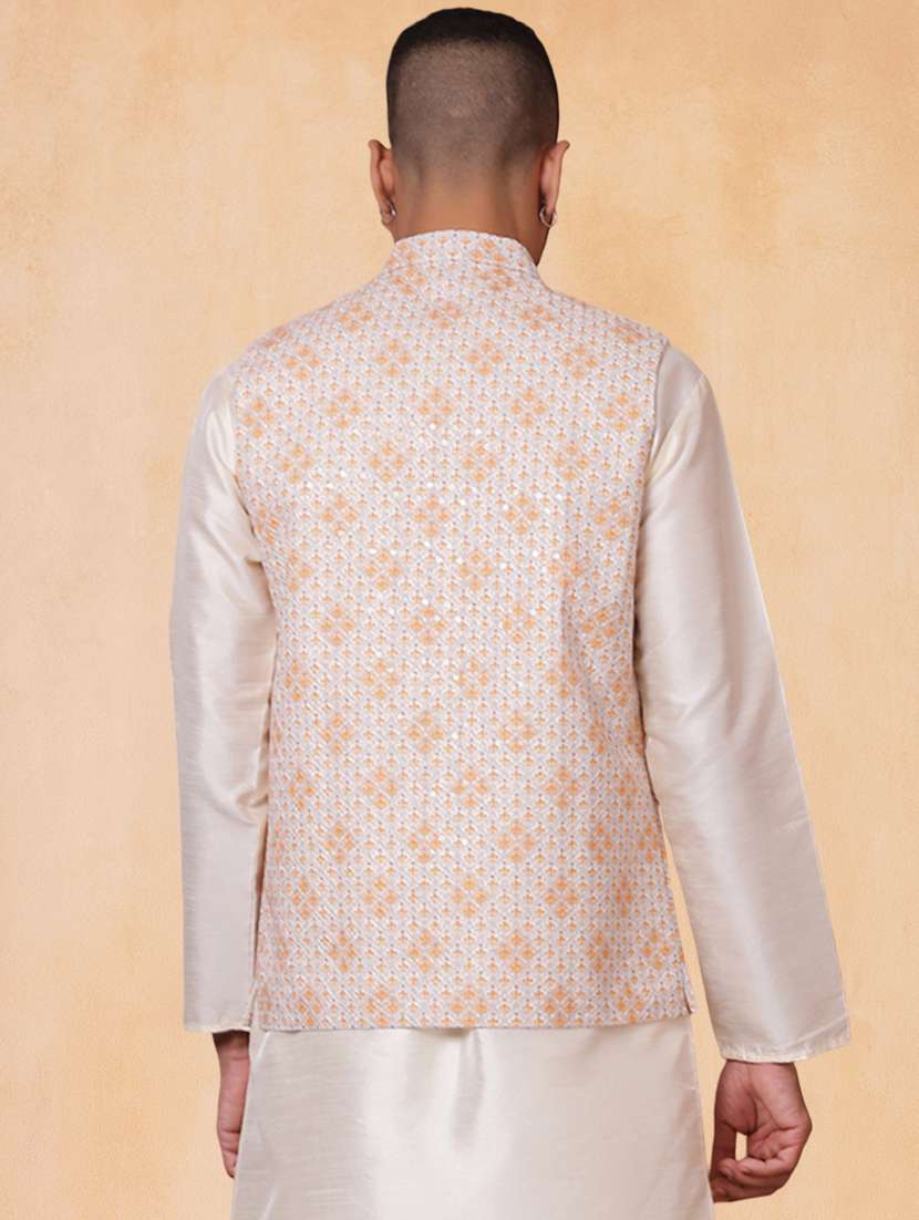 men printed mandarin neck regular fit nehru jacket - 22224552 -  Standard Image - 3
