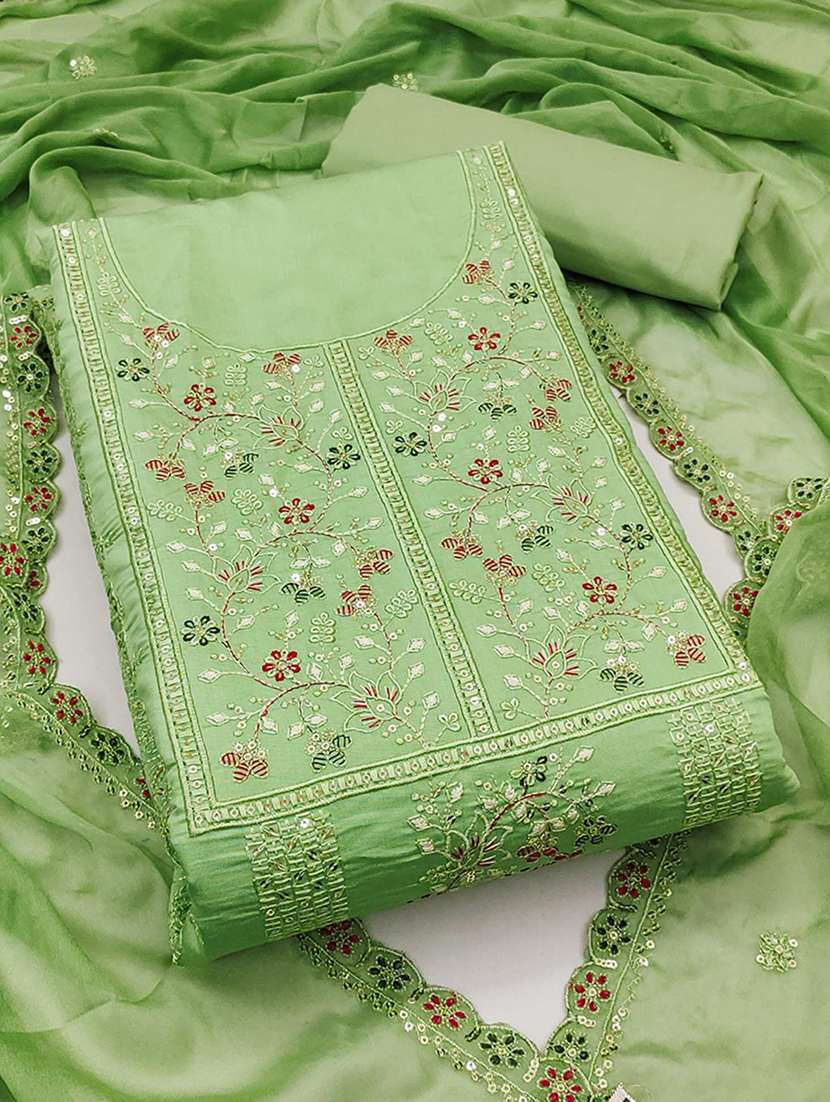 women solid with work embroidered unstitched suit set - 22224633 -  Zoom Image - 0