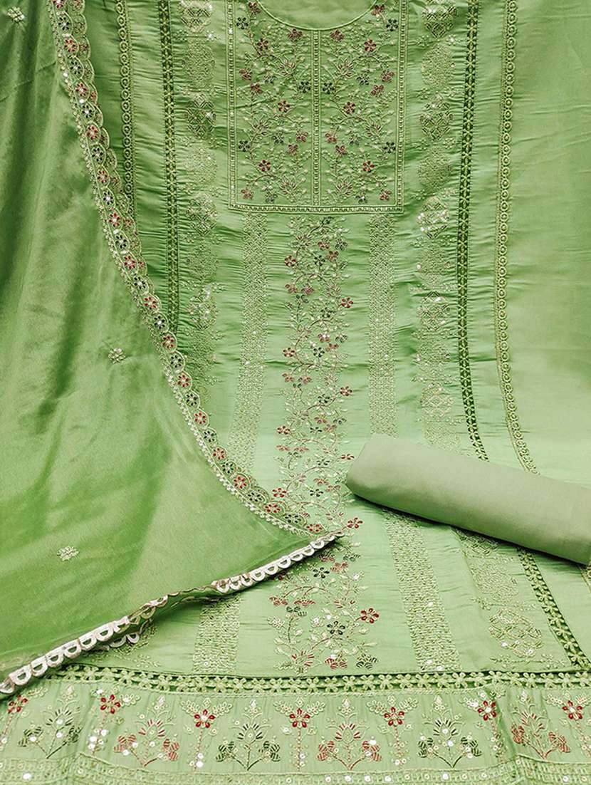 women solid with work embroidered unstitched suit set - 22224633 -  Standard Image - 3