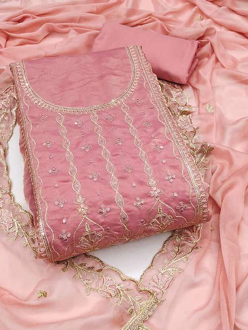 women solid with work embroidered unstitched suit set - 22224673 -  Standard Image - 0