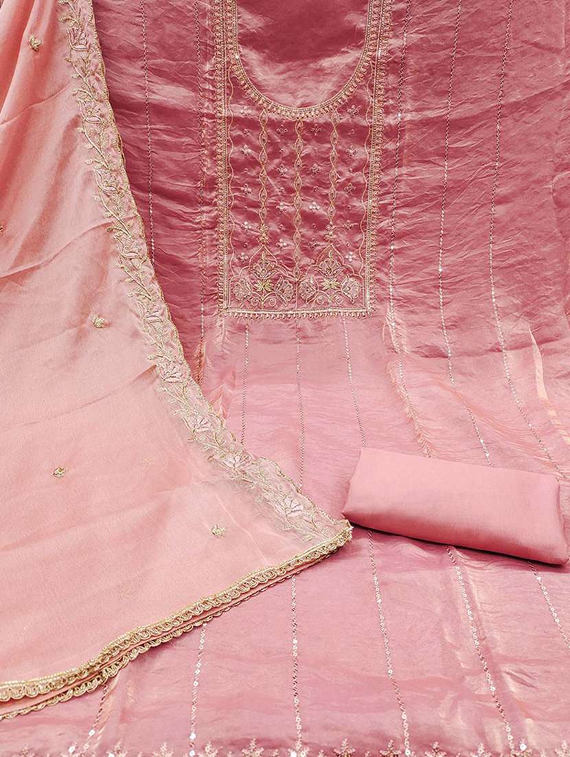 women solid with work embroidered unstitched suit set - 22224673 -  Standard Image - 3