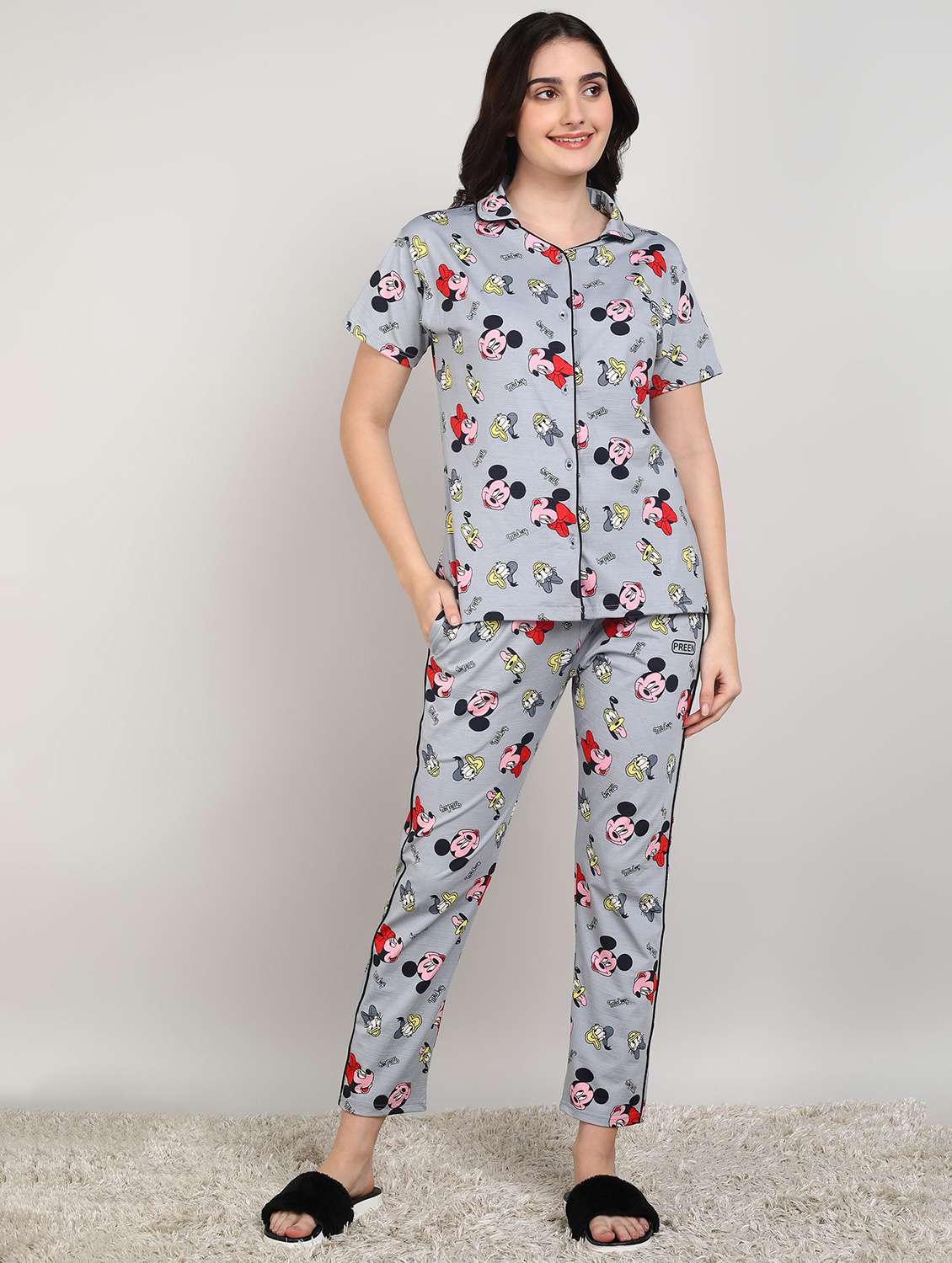 women printed nightwear pyjama set