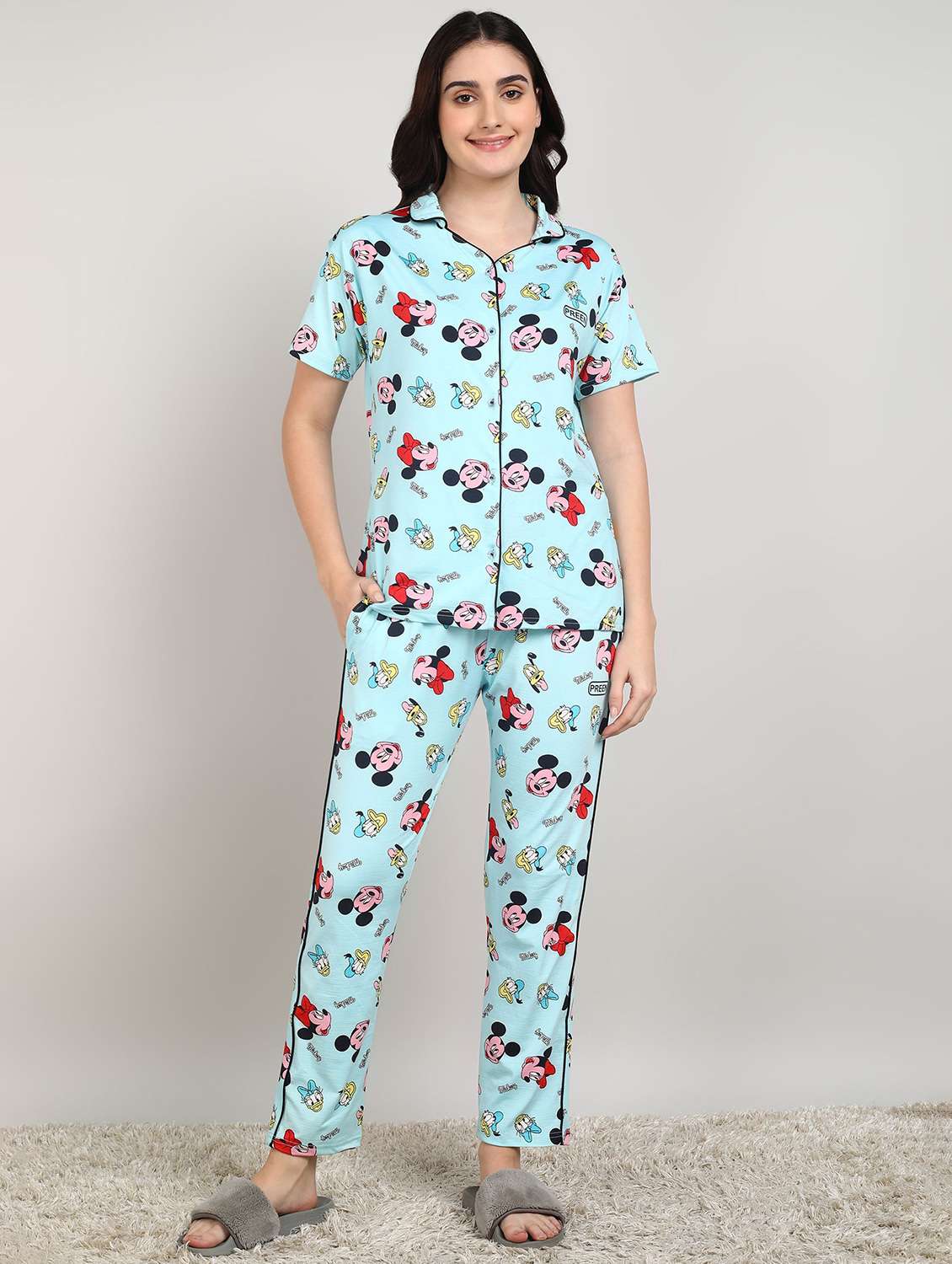 women printed nightwear pyjama set