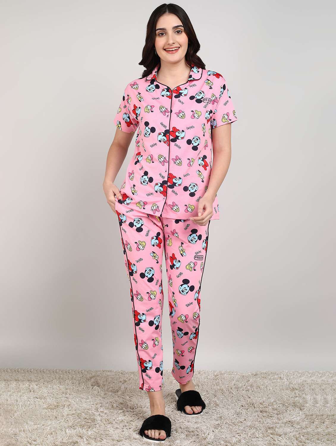 women printed nightwear pyjama set