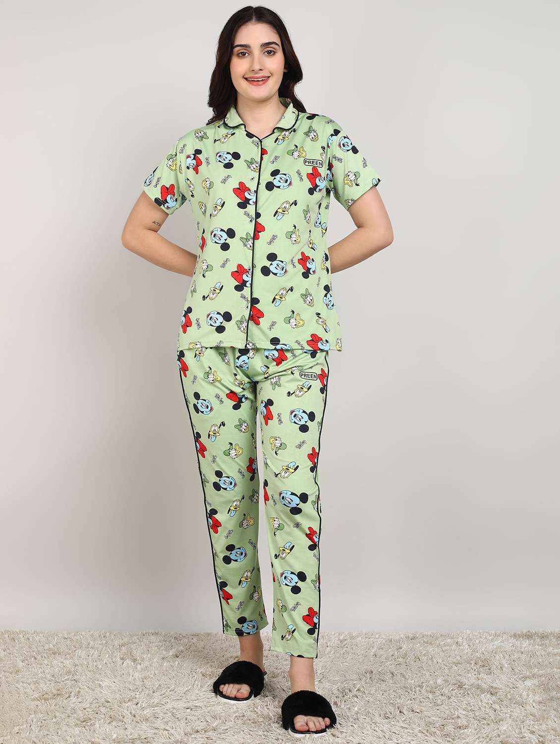 women printed nightwear pyjama set