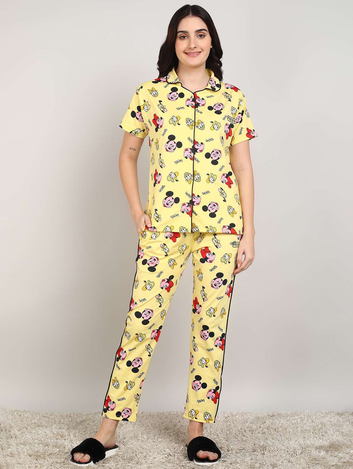 women printed nightwear pyjama set