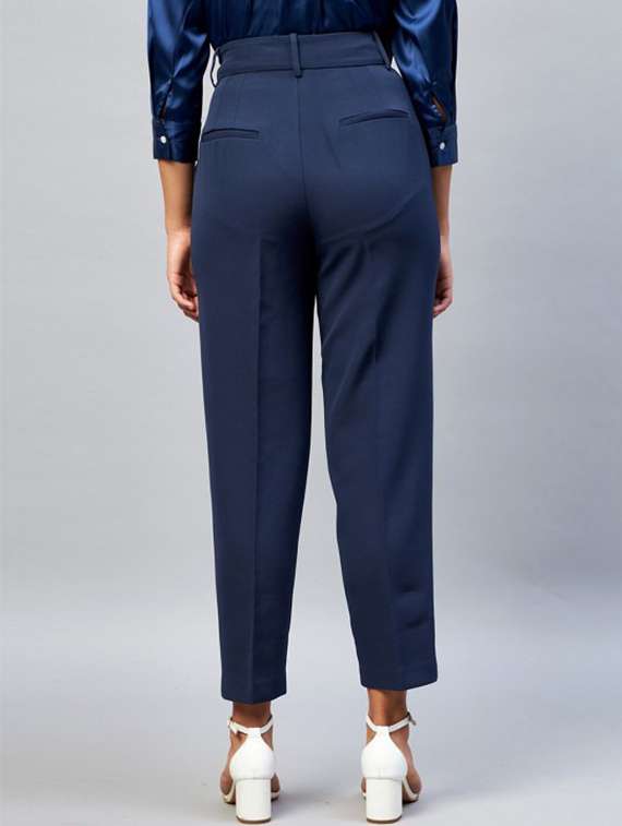 women solid high rise tailored trouser - 22224696 -  Standard Image - 3
