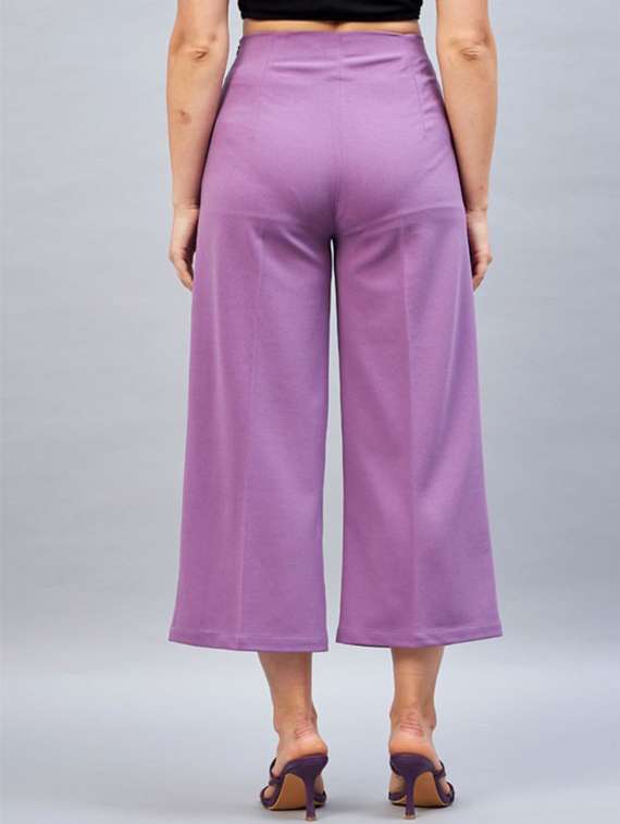 women solid high rise culottes - 22224704 -  Standard Image - 3