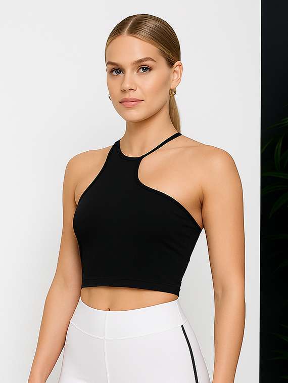 women solid sleeveless crop top - 22224729 -  Zoom Image - 0