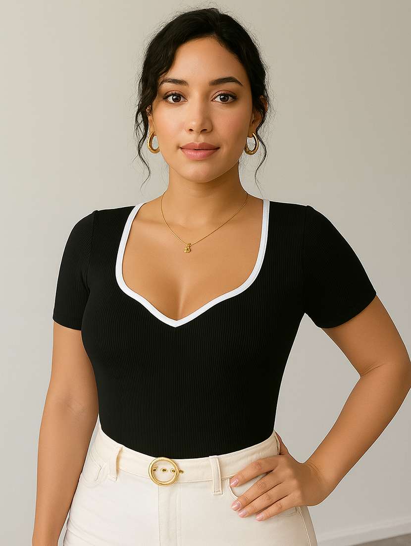 women solid short sleeve straight top