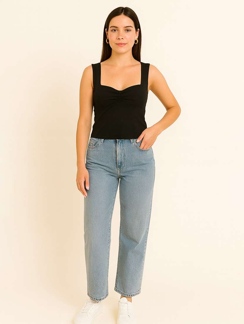 women black solid sleeveless crop top - 22224737 -  Standard Image - 3