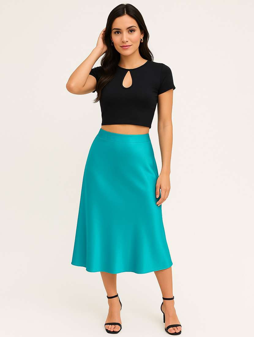 women black solid short sleeve crop top - 22224739 -  Standard Image - 3