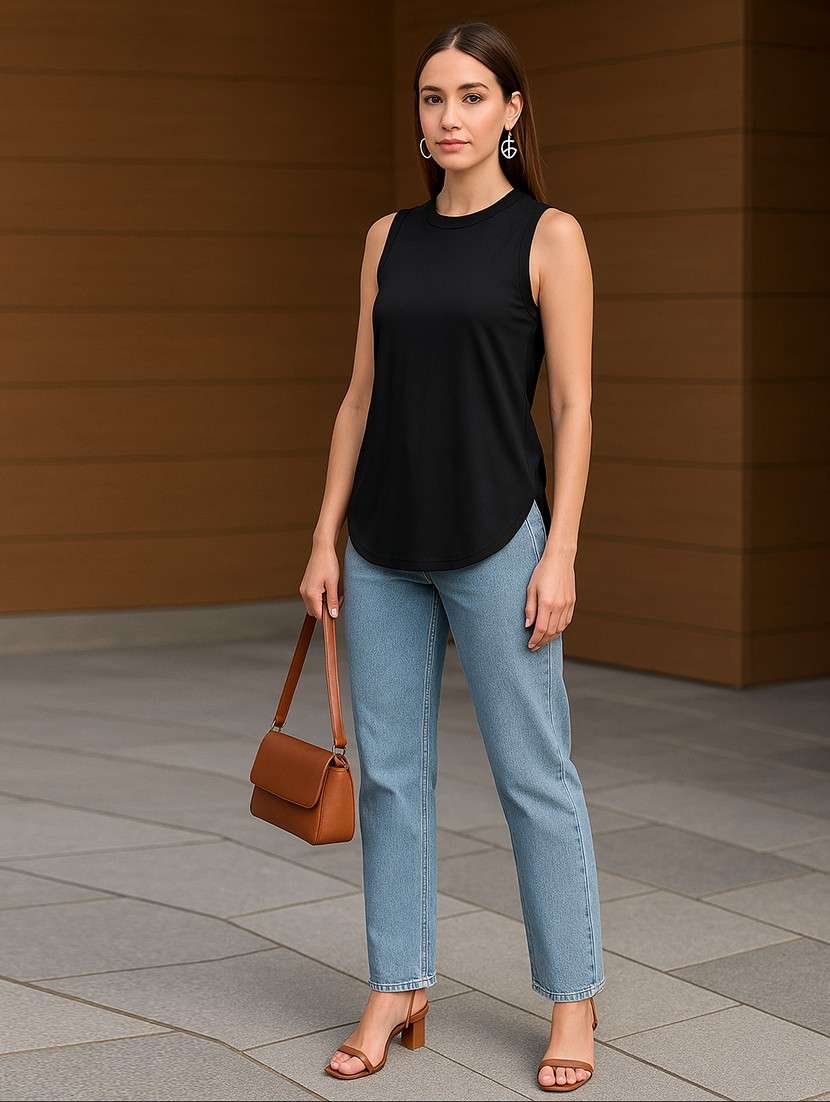 women solid sleeveless active wear t-shirt - 22224746 -  Standard Image - 3