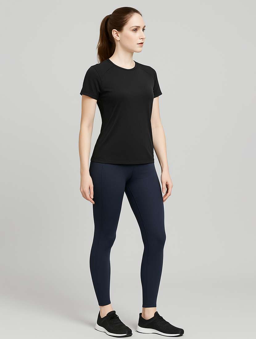 women black solid short sleeve t-shirt - 22224747 -  Standard Image - 3