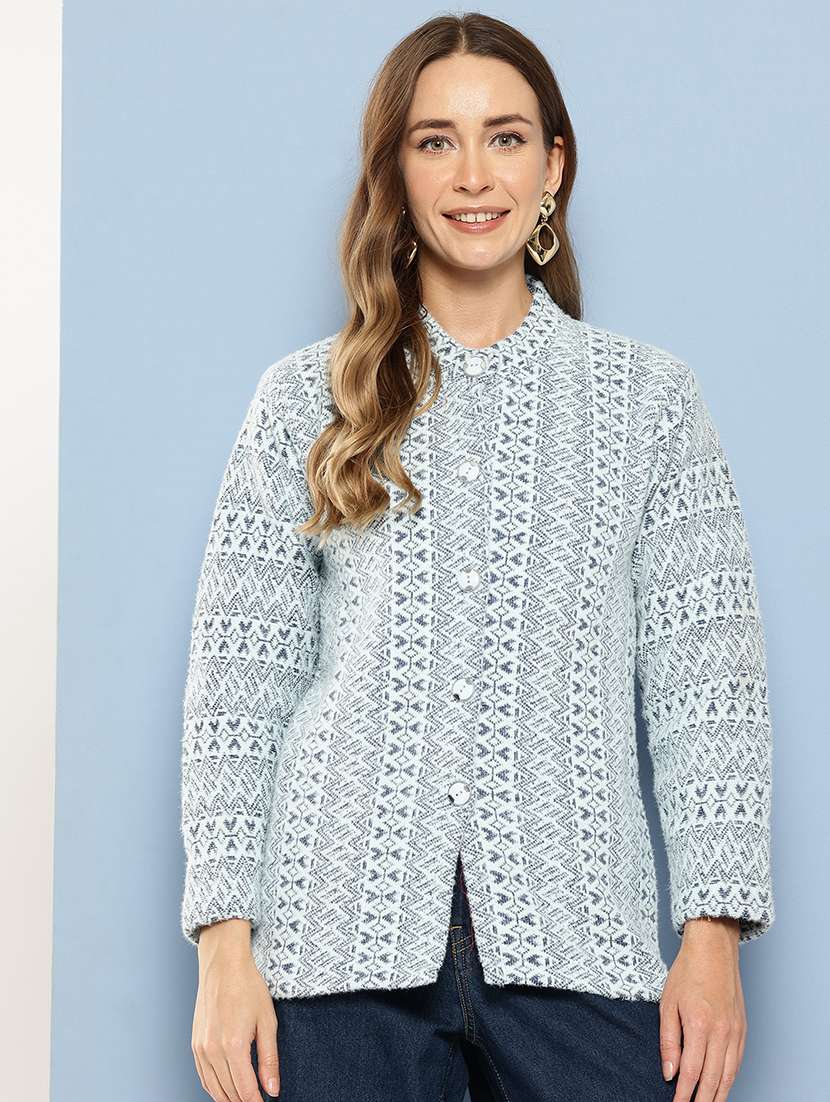 women self designed long sleeve cardigan