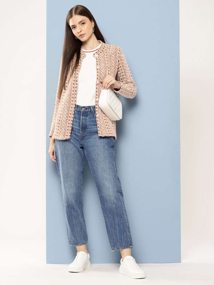 women self designed long sleeve cardigan - 22224750 -  Standard Image - 3