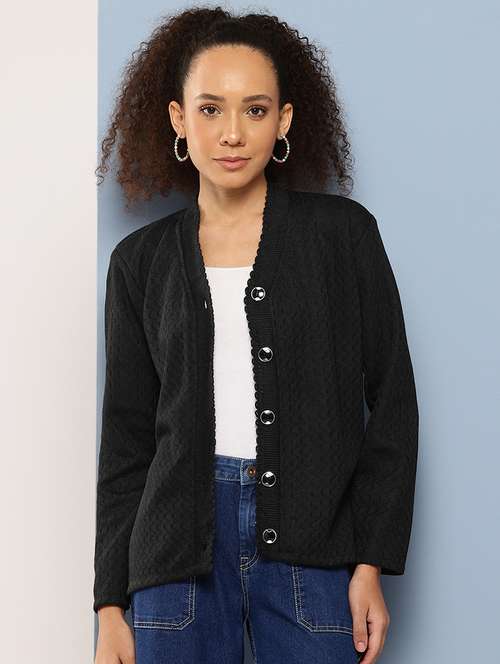 women self designed long sleeve cardigan - 22224754 -  Standard Image - 0