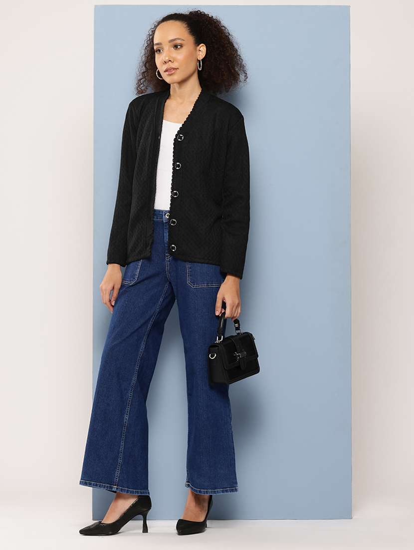 women self designed long sleeve cardigan - 22224754 -  Standard Image - 3