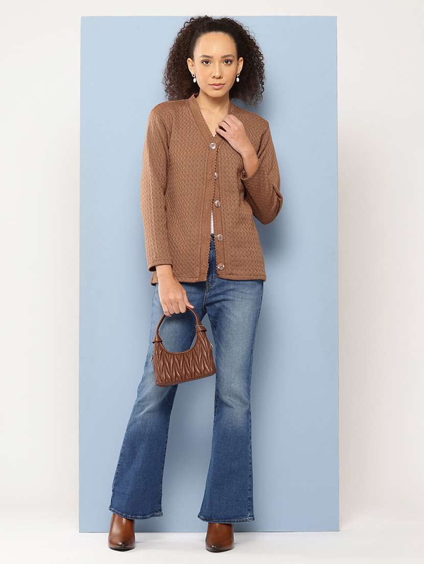 women self designed long sleeve cardigan - 22224755 -  Standard Image - 3