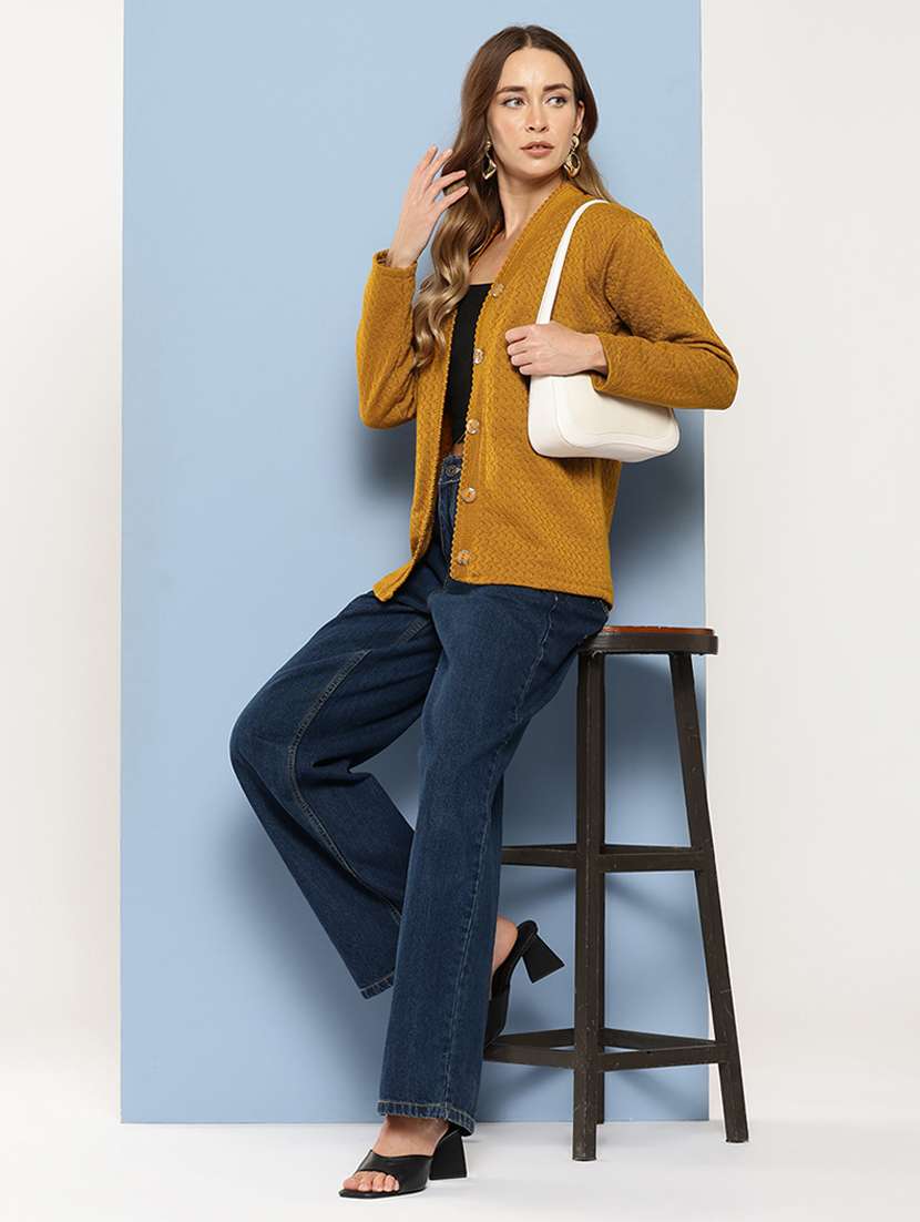 women self designed long sleeve cardigan - 22224759 -  Standard Image - 3