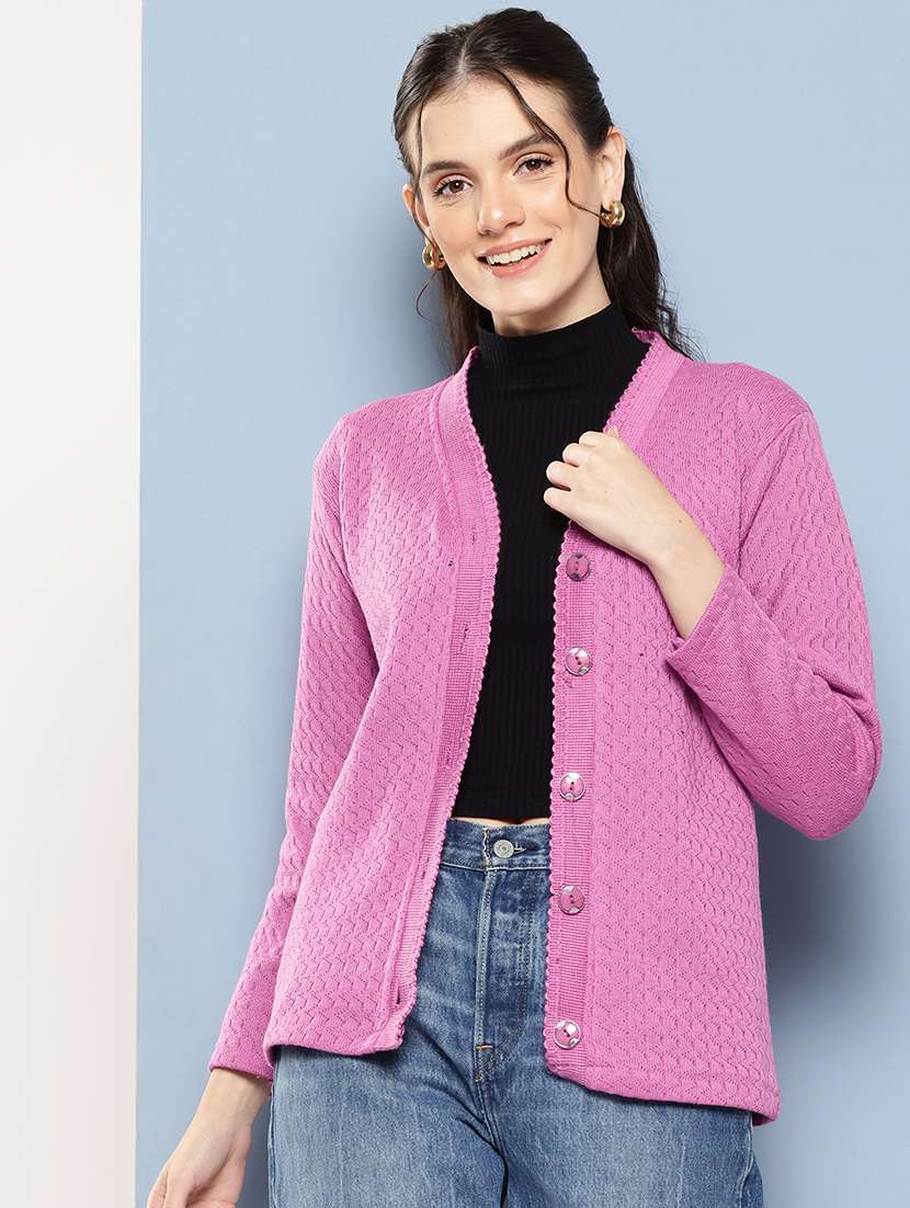 women self designed long sleeve cardigan