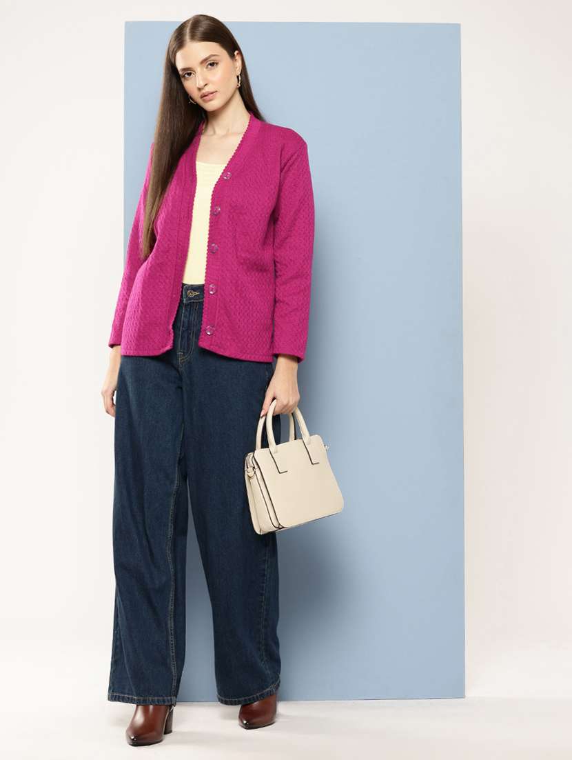 women self designed long sleeve cardigan - 22224763 -  Standard Image - 3