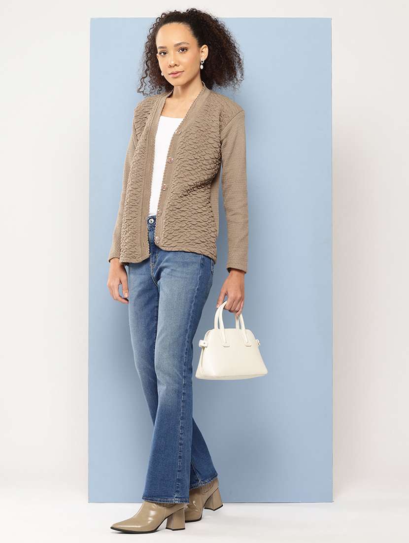 women self designed long sleeve cardigan - 22224765 -  Standard Image - 3