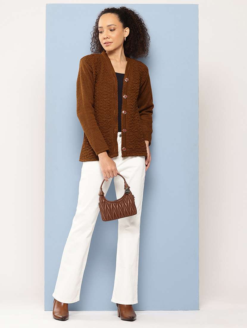 women self designed long sleeve cardigan - 22224767 -  Standard Image - 3