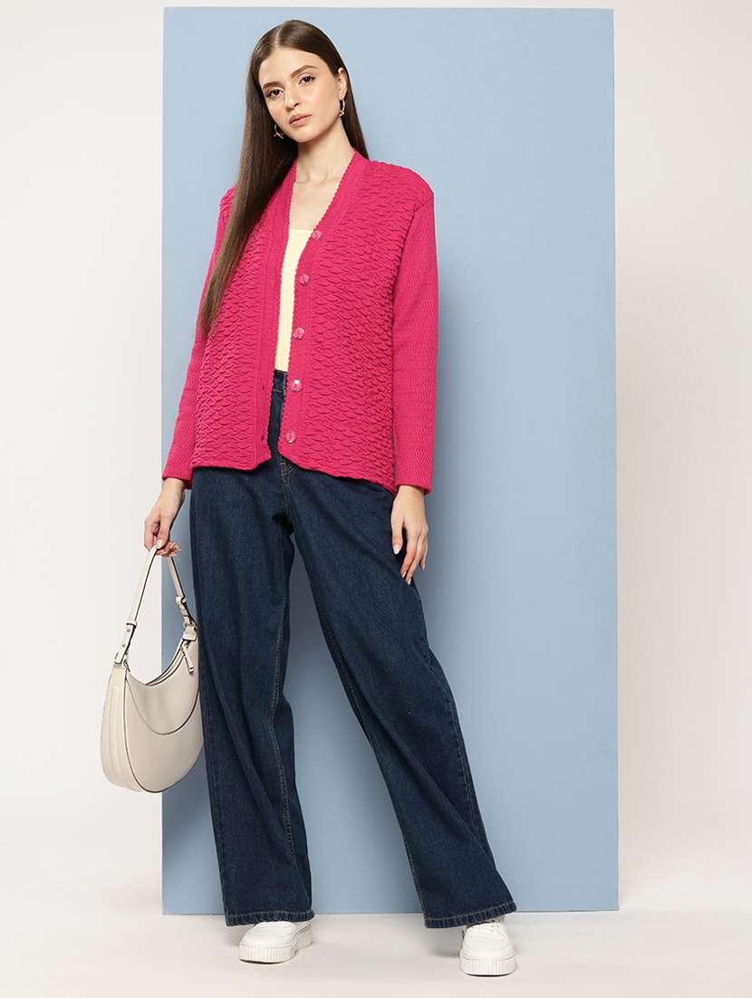 women self designed long sleeve cardigan - 22224775 -  Standard Image - 3