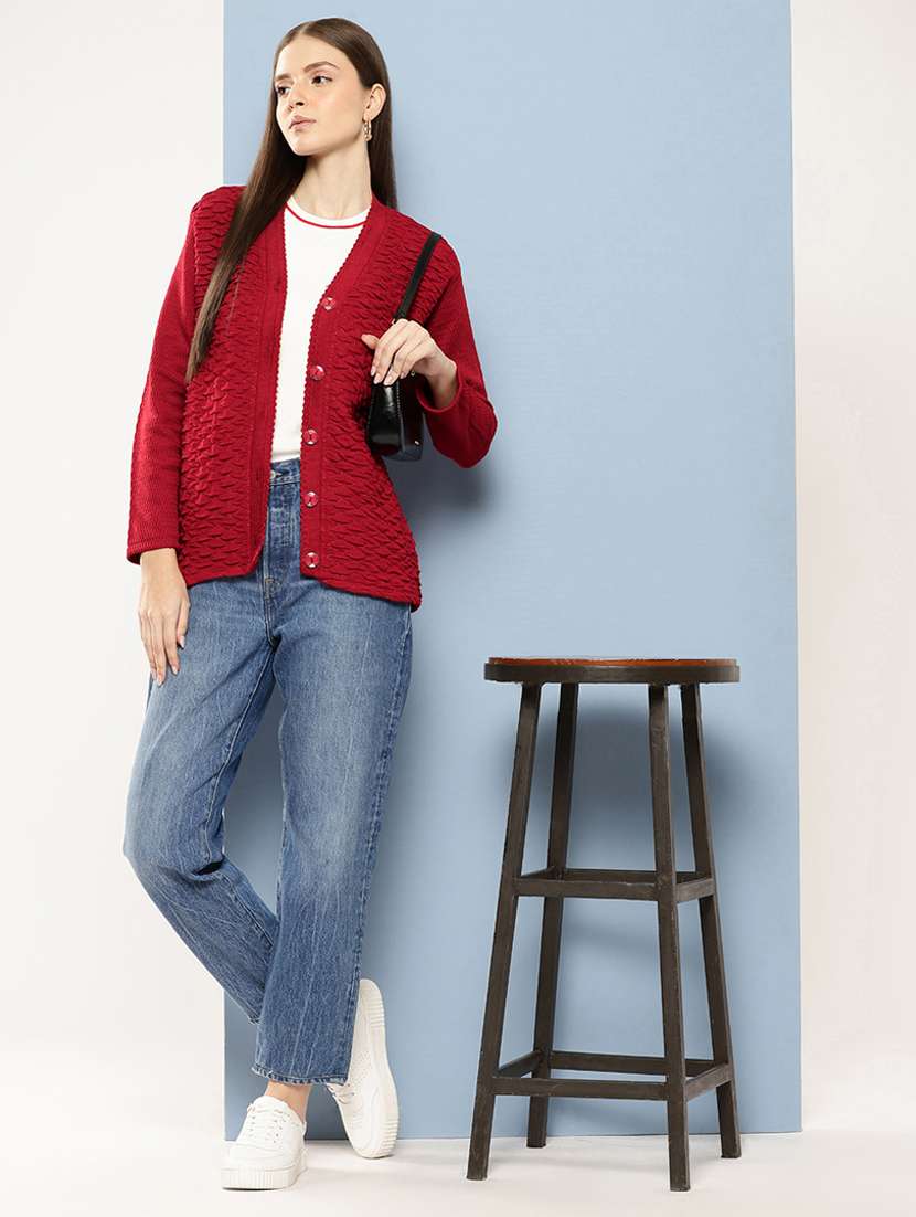 women self designed long sleeve cardigan - 22224776 -  Standard Image - 3