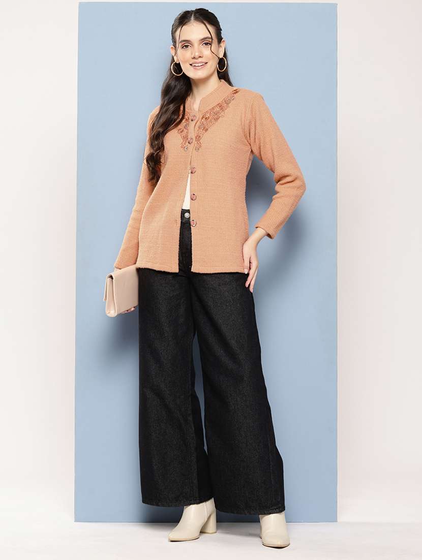 women self designed long sleeve cardigan - 22224779 -  Standard Image - 3