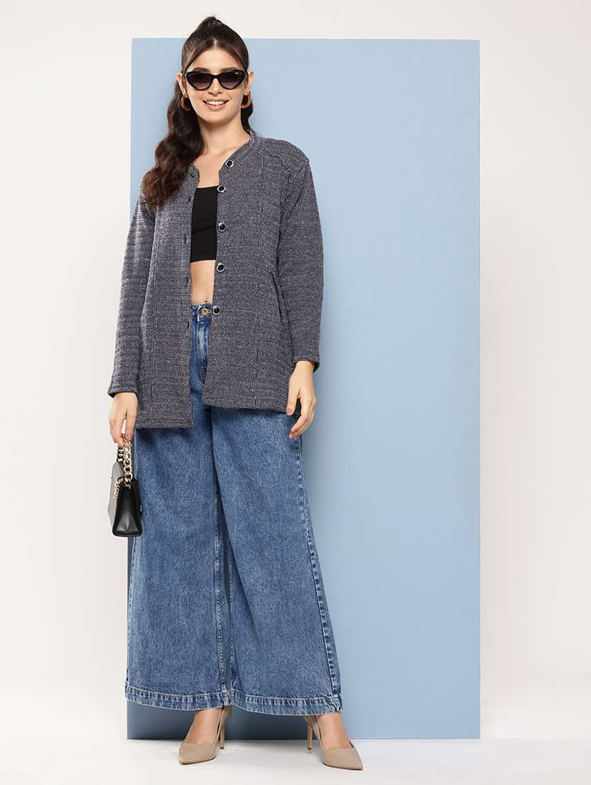 women self designed long sleeve cardigan - 22224788 -  Standard Image - 3