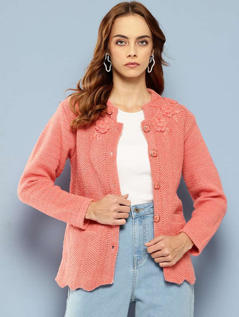 women self designed long sleeve cardigan