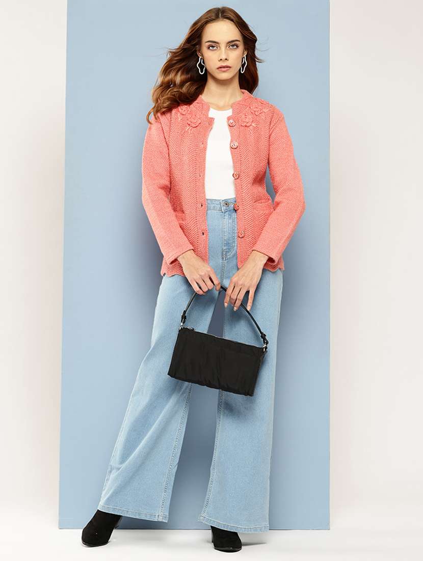 women self designed long sleeve cardigan - 22224797 -  Standard Image - 3