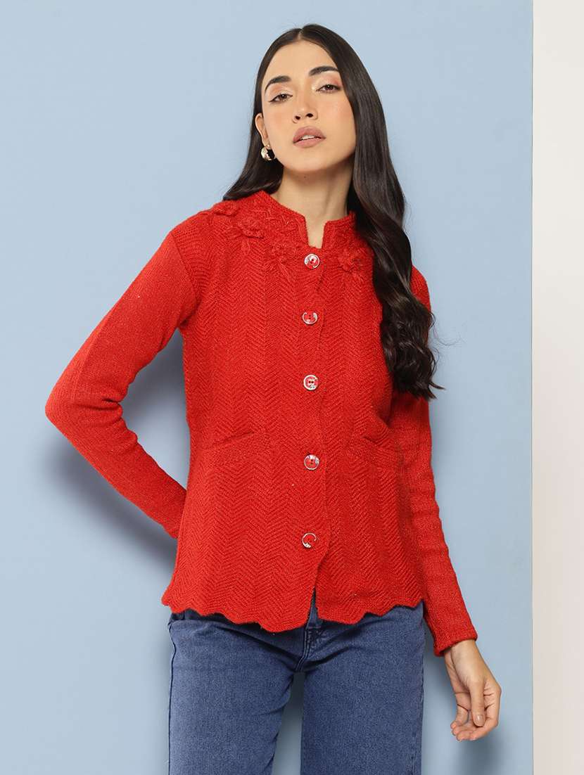 women self designed long sleeve cardigan