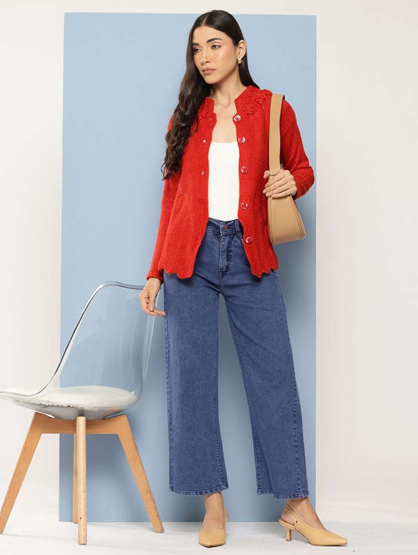 women self designed long sleeve cardigan - 22224800 -  Standard Image - 3