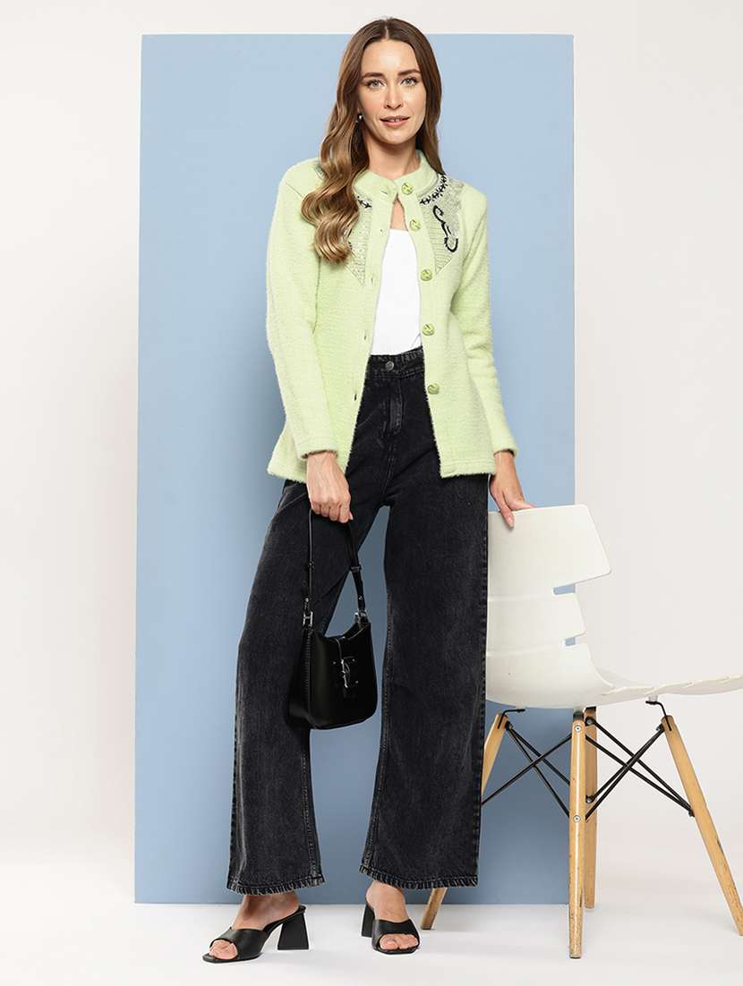 women self designed long sleeve cardigan - 22224802 -  Standard Image - 3