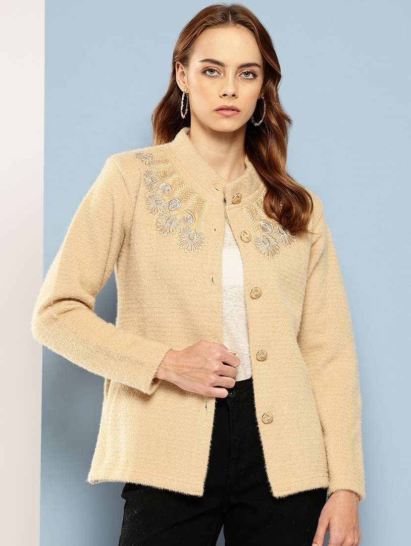 women self designed long sleeve cardigan