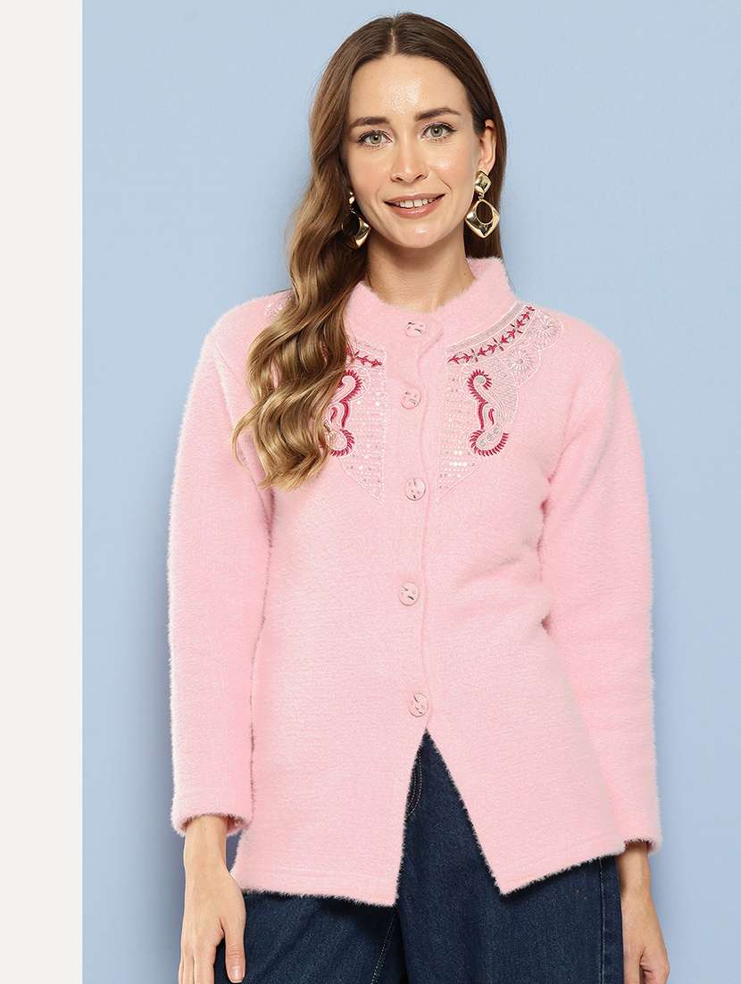 women self designed long sleeve cardigan