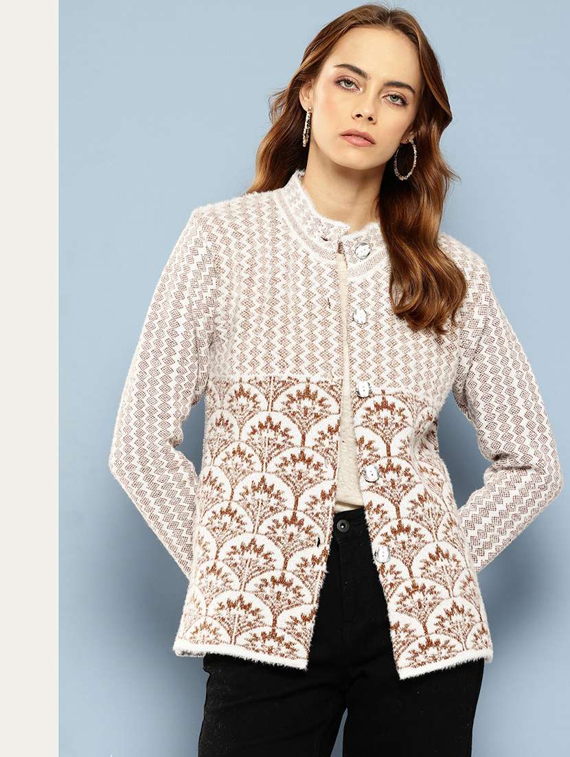 women self designed long sleeve cardigan