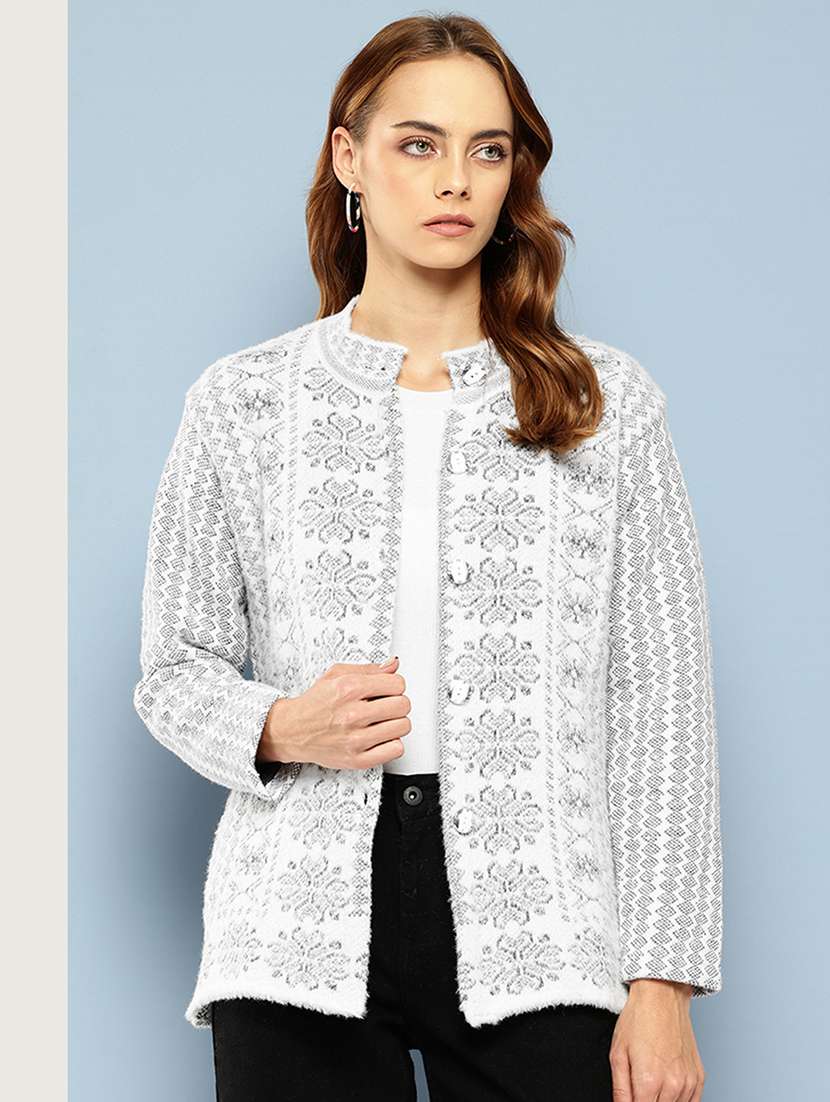 women self designed long sleeve cardigan