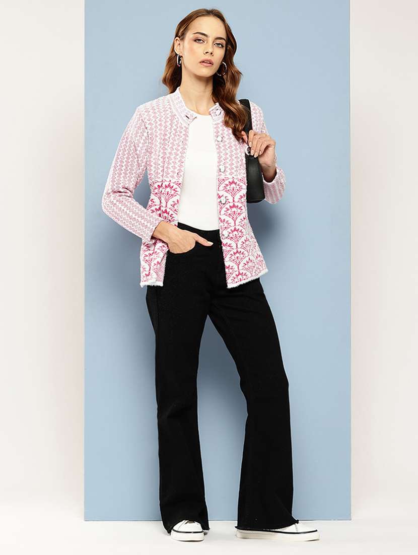 women self designed long sleeve cardigan - 22224812 -  Standard Image - 3