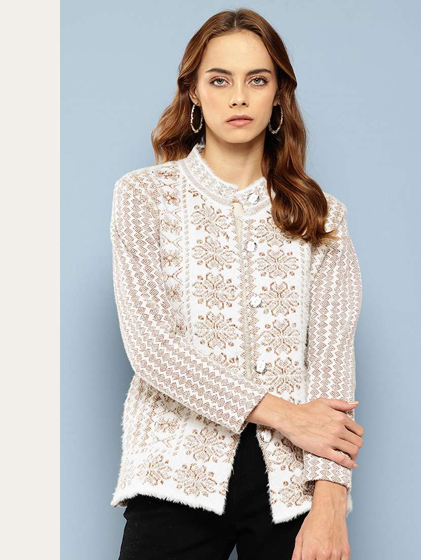 women self designed long sleeve cardigan